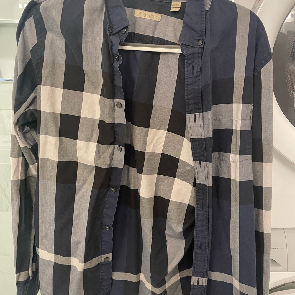 Burberry Brit Black and Gray Plaid Shirt